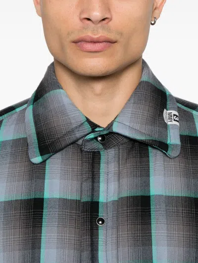Miharayasuhiro Padded Shirt With Check Pattern And Chest Pockets In Blue