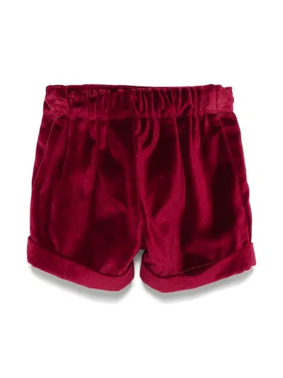 Siola Velvet Turn-up Shorts In Red