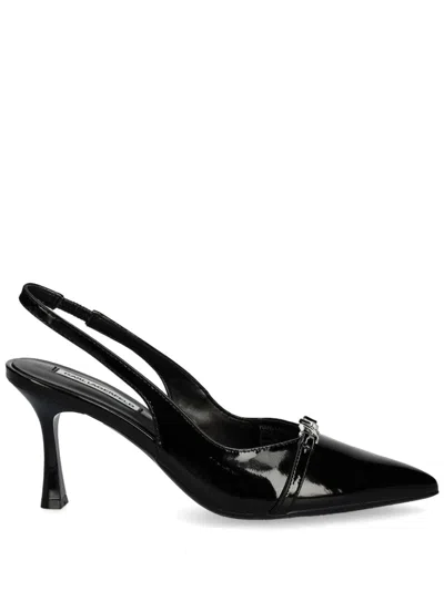 Karl Lagerfeld 85mm Logo Plaque Pumps In Black