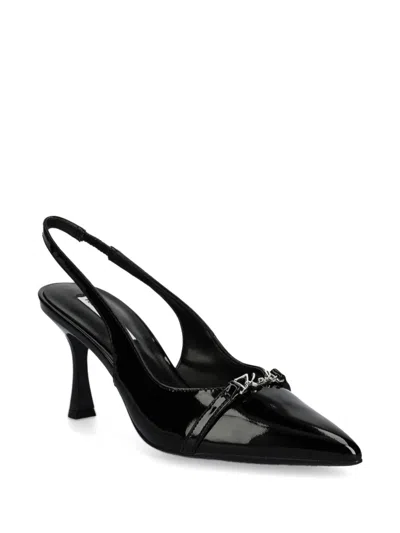 Karl Lagerfeld 85mm Logo Plaque Pumps In Black