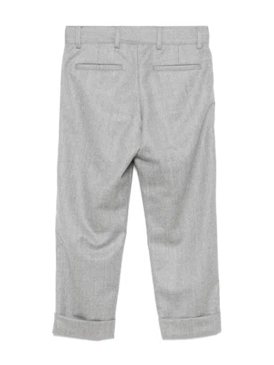 Brunello Cucinelli Mélange-effect Trousers In Grey