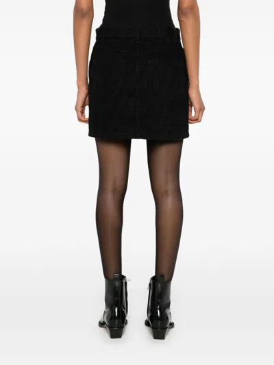 Fendi Denim Skirt With All-over Ff Motif In Black