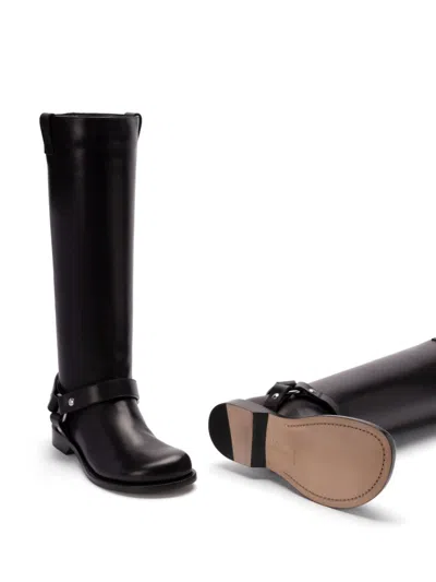 Loewe Leather Campo Biker Boots In Black