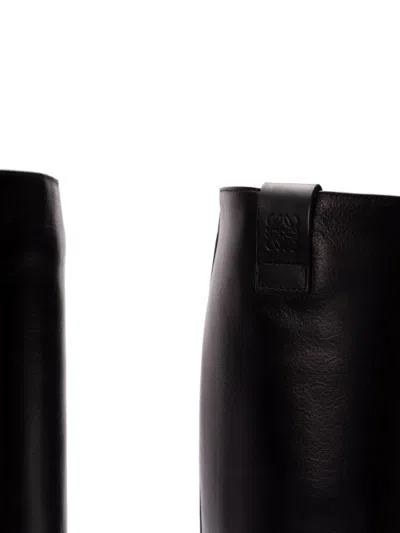 Loewe Leather Campo Biker Boots In Black