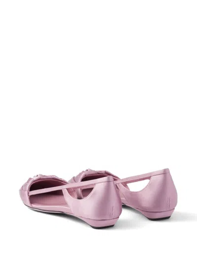 Prada Satin Ballerinas With Cut-out Design And Pointed Toe In Pink