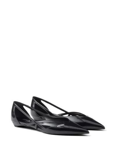 Prada Woman Black Flats In Black