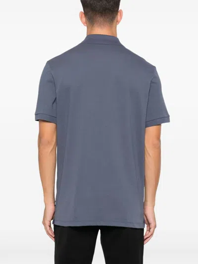 Hugo Boss Embroidered Logo Cotton Polo Shirt In Blue
