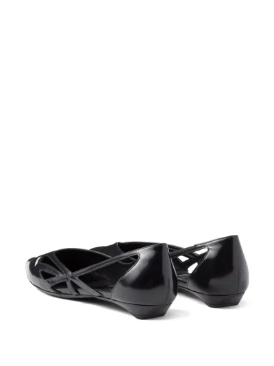 Prada Woman Black Flats In Black
