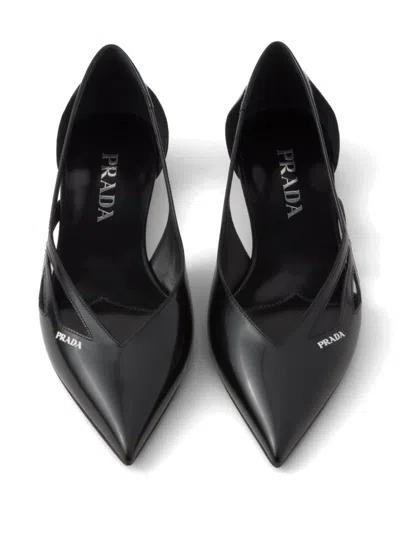 Prada Woman Black Flats In Black
