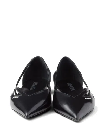 Prada Woman Black Flats In Black