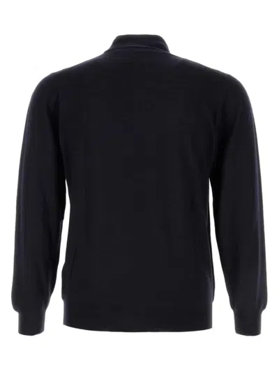Fedeli Favonio - Zip Turtleneck Sweater In Cashmere In Blue
