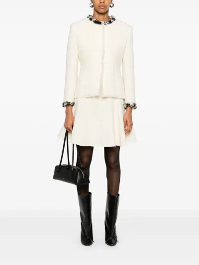 Givenchy Tweed Short Jacket With Beaded Trim In Neutrals