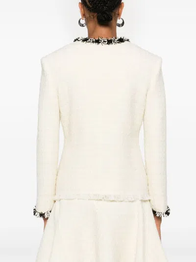 Givenchy Tweed Short Jacket With Beaded Trim In Neutrals