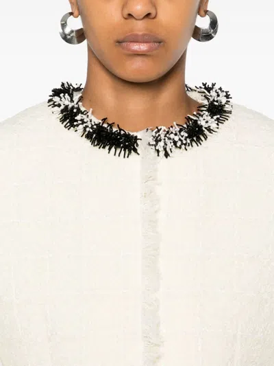Givenchy Tweed Short Jacket With Beaded Trim In Neutrals