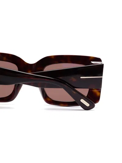 Tom Ford Brigitta Rectangle Acetate Sunglasses In Brown