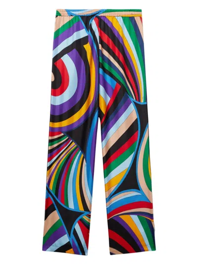 Pucci Iride-print Silk Trousers In Black