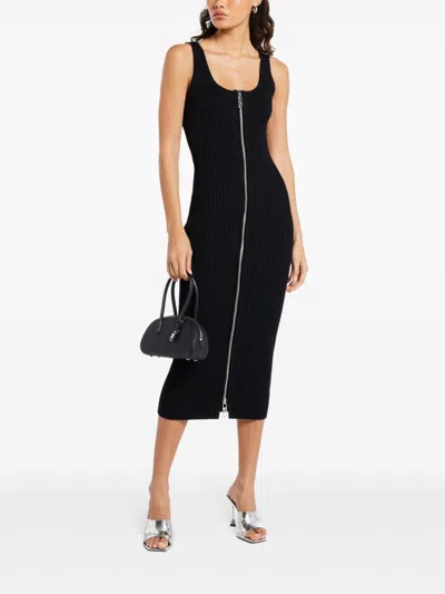 Michael Kors Scoop-neck Ribbed-knit Midi Dress In Black