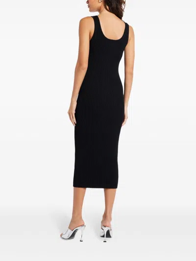 Michael Kors Scoop-neck Ribbed-knit Midi Dress In Black