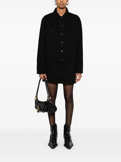 Fendi Ff Denim Jacket In Black