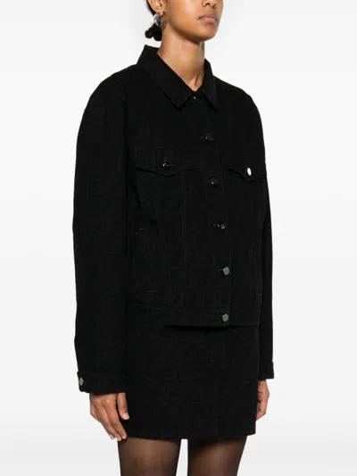 Fendi Ff Denim Jacket In Black