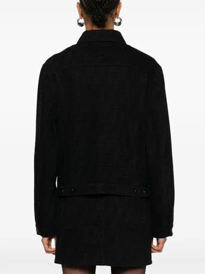 Fendi Ff Denim Jacket In Black