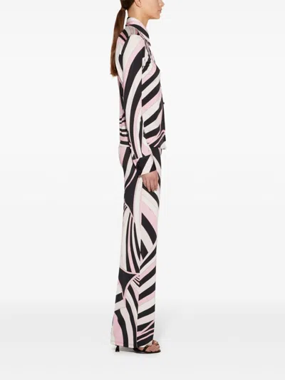 Pucci Iride-print Straight-leg Trousers In Pink