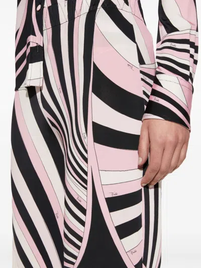 Pucci Iride-print Straight-leg Trousers In Pink