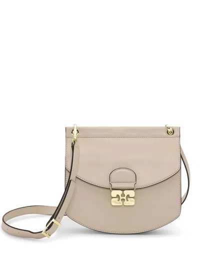 Shop Ganni Small Apo-g Crossbody Bag In Neutrals