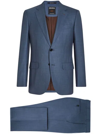 Zegna Light Avio Blue Centoventimila Wool Suit In Blue