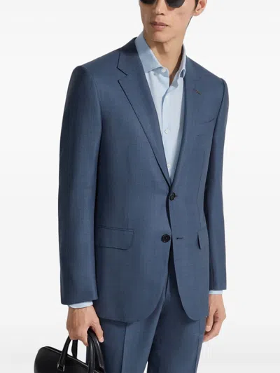 Zegna Light Avio Blue Centoventimila Wool Suit In Blue