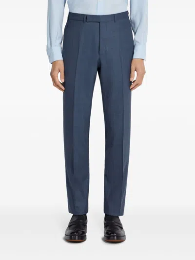 Zegna Light Avio Blue Centoventimila Wool Suit In Blue