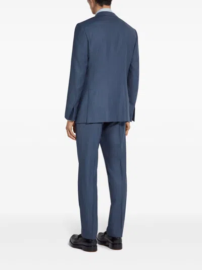 Zegna Light Avio Blue Centoventimila Wool Suit In Blue