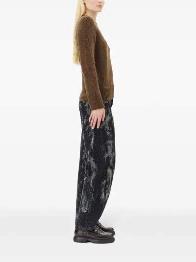 Ganni Brushed Long Sleeve Jumper In Brown