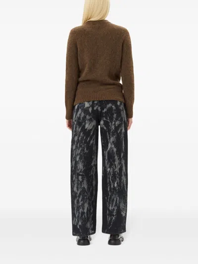 Ganni Brushed Long Sleeve Jumper In Brown