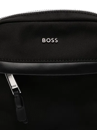Hugo Boss Logo-embossed Messenger Bag In Black