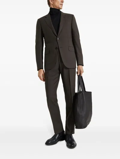 Zegna Single-breasted Suit In Brown