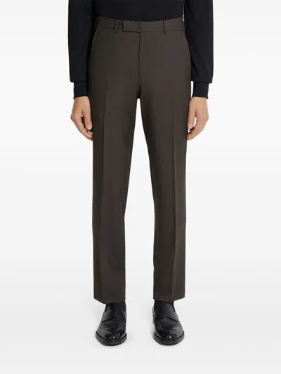 Zegna Single-breasted Suit In Brown