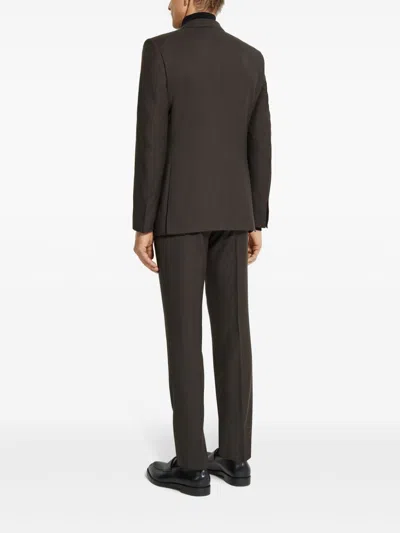Zegna Single-breasted Suit In Brown