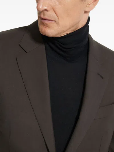 Zegna Single-breasted Suit In Brown