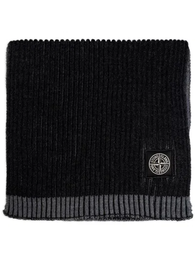 Stone Island Vanisé-knit Wool Scarf In Grey