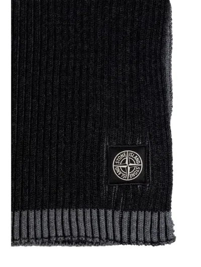 Stone Island Vanisé-knit Wool Scarf In Grey