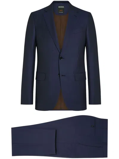 Zegna Centoventimila Single-breasted Wool Suit In Blue
