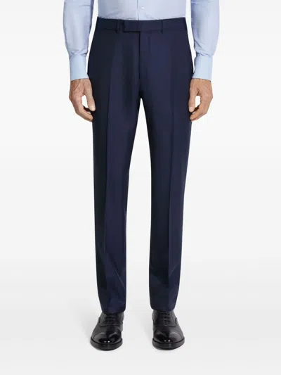 Zegna Centoventimila Single-breasted Wool Suit In Blue