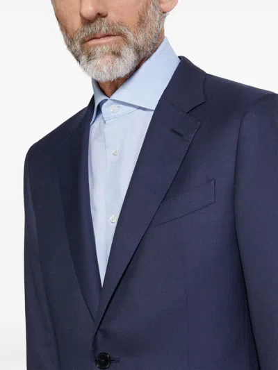 Zegna Centoventimila Single-breasted Wool Suit In Blue
