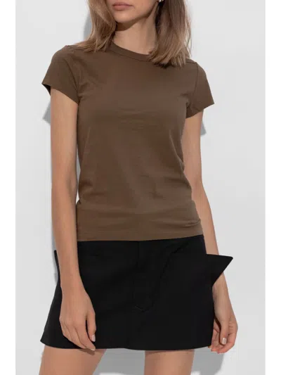 Rick Owens Cropped Level T-shirt In Brown