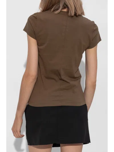 Rick Owens Cropped Level T-shirt In Brown