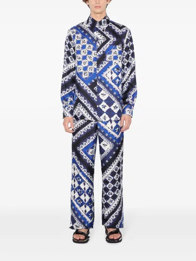 Pucci Festa-print Silk-twill Shirt In Blue