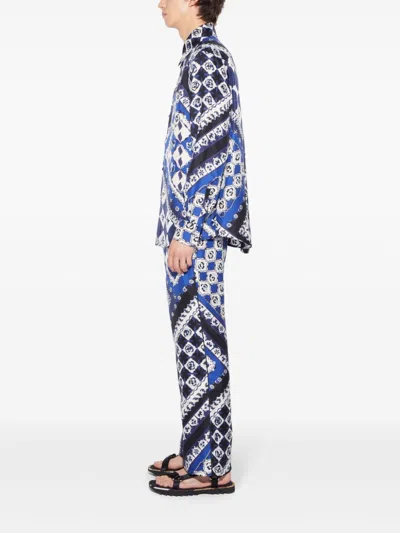 Pucci Festa-print Silk-twill Shirt In Blue