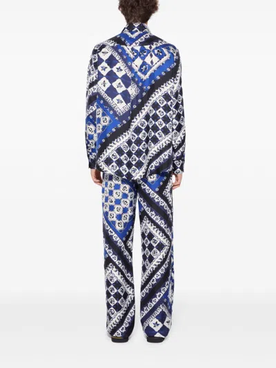 Pucci Festa-print Silk-twill Shirt In Blue