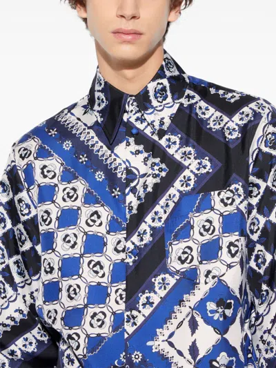 Pucci Festa-print Silk-twill Shirt In Blue